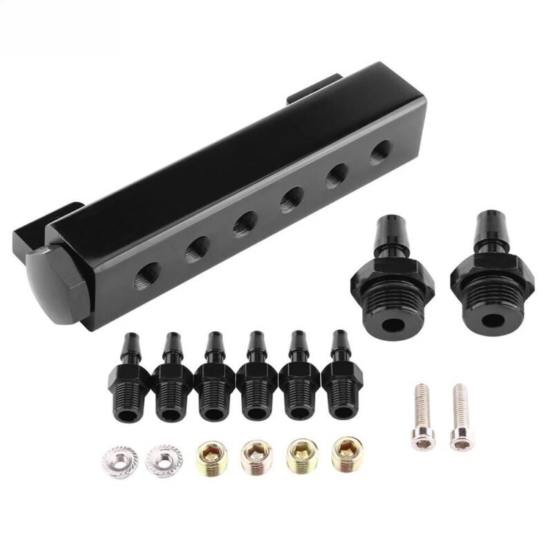 6 Port Vacuum Block Intake Manifold Kit Fuel Wastegate Turbo Boost 1/8NPT