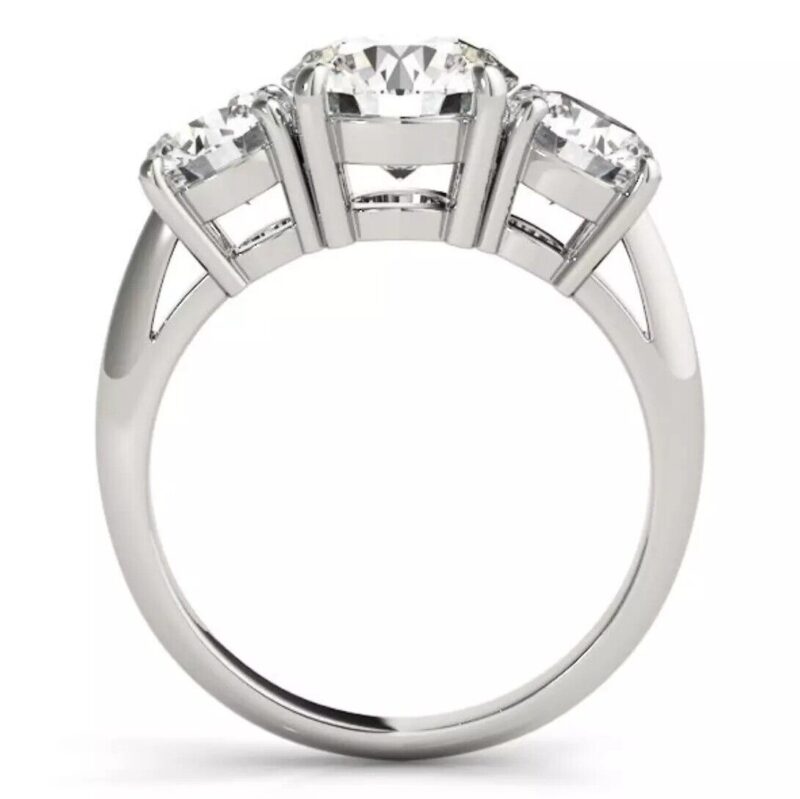 Natural 2.6 Ct Three Stone Engagement Ring VVS2 I Diamond 18K White Gold GIA - Image 3