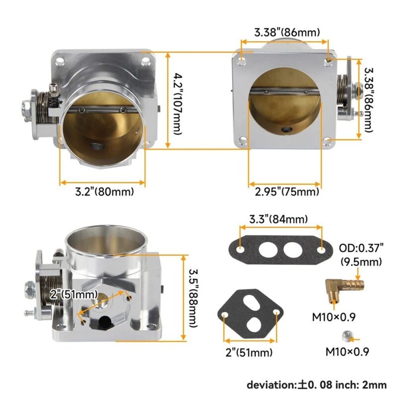 86-93 Ford Mustang GT Cobra LX 5.0 SL 75mm Throttle Body High Performance Billet - Image 8